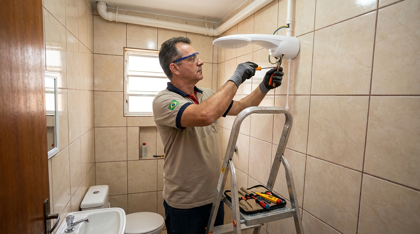 Substituição de Chuveiro Antigo em Diadema‑SP